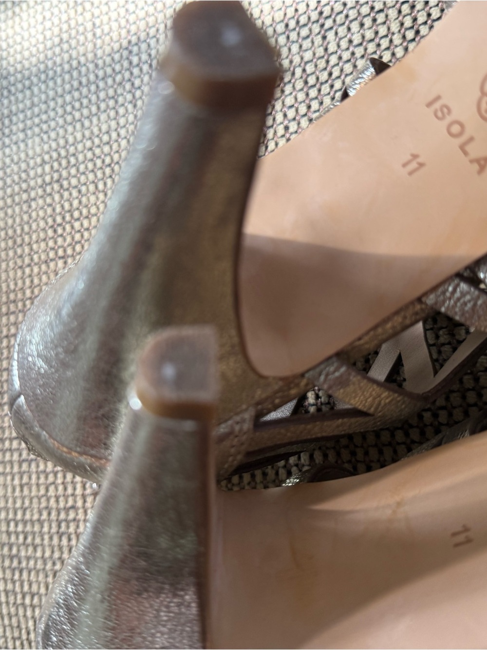 Isola Metallic Gold Strappy Cutout Heels - Picture 5 of 8